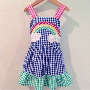 Rainbow gingham dress by Mini Boden. Size 2-3Y